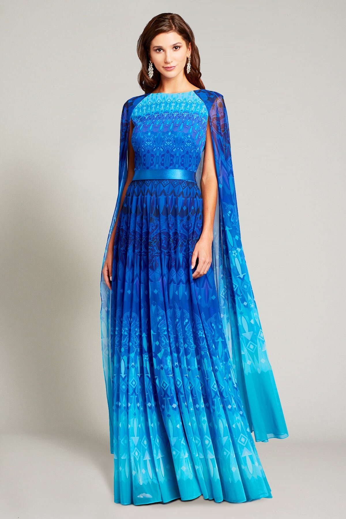 Safiye Ombré-Print Capelet Gown