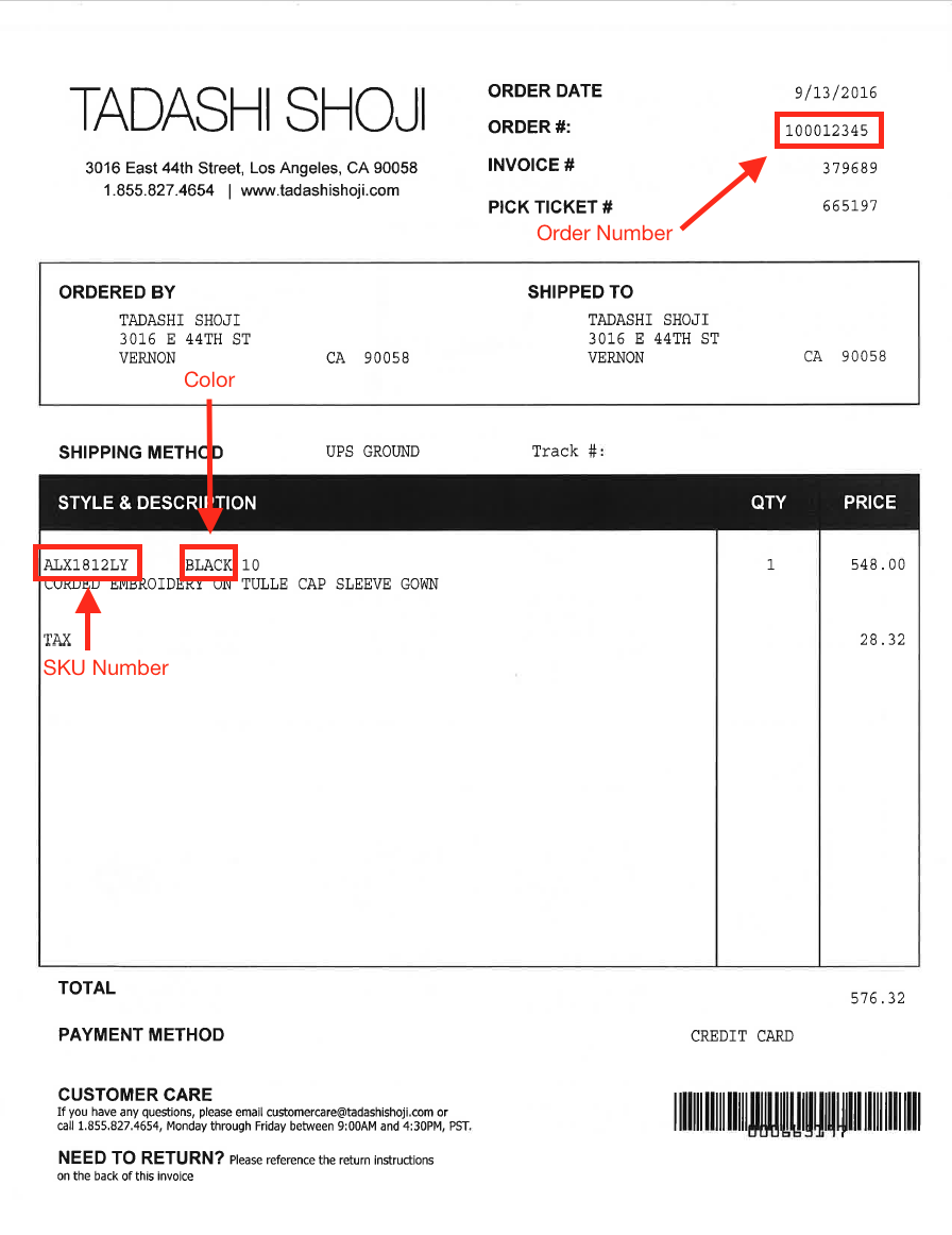 pick ticket example